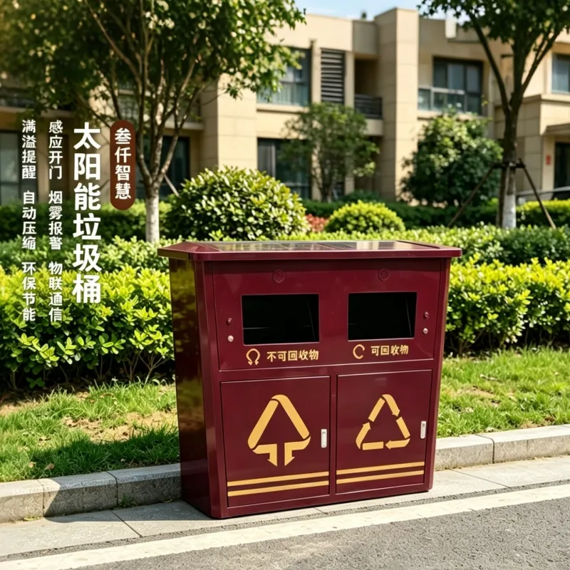 smart trash bin with solar power generation